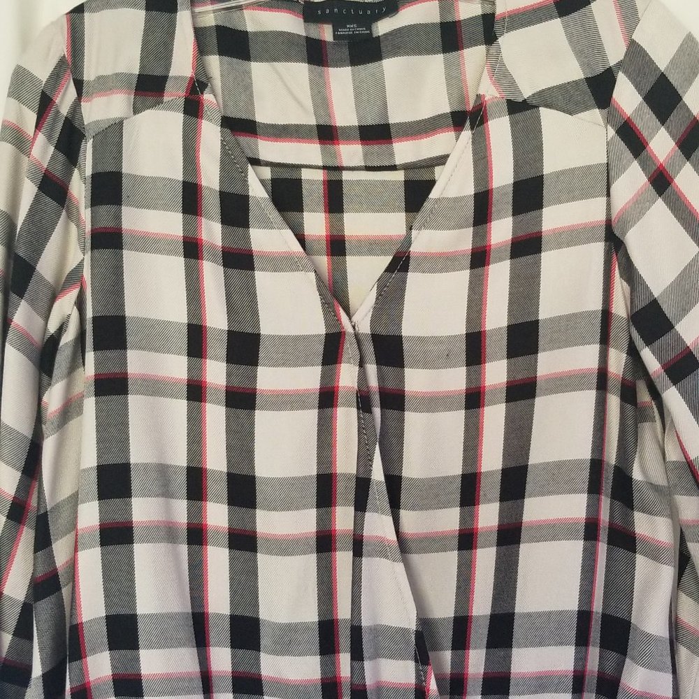 Sanctuary Plaid Womens Top